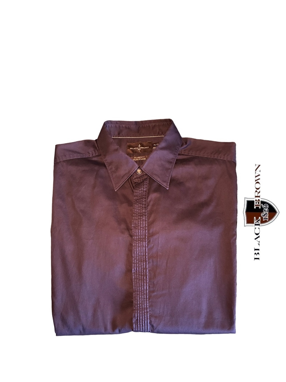 Black Brown 1826 Men's Royal Purple Dress Shirt with Stitch Details